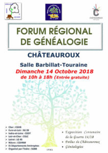 Forum régional de généalogie à Châteauroux @ Salle Barbillat-Touraine
